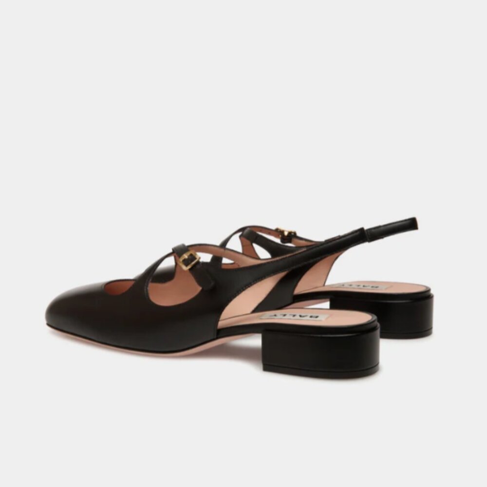 NWT and BOX Only tried on NEVER WORN Bally 30mm leather slingback pumps x-strap - Picture 5 of 5
